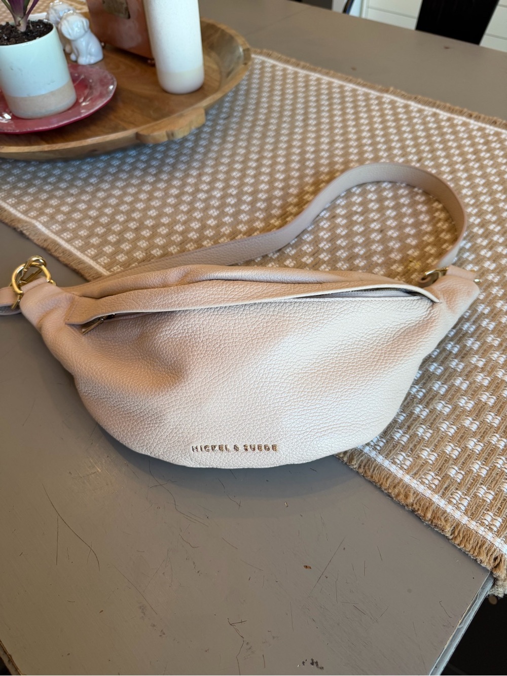 Nickel & Suede Verona Belt Bag - Leather Crossbody Belt Bag